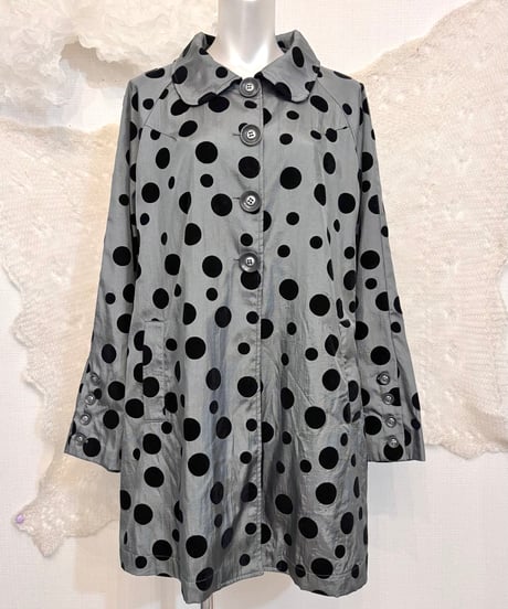Vintage Metallic Gray Bubble Dot Design Coat M
