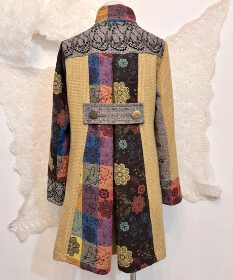Vintage CACHE CACHE Floral Design Soft Tweed Coat M