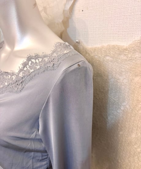 Vintage/Deadstock AXARA Silver Lace Up Shirring Design Top M