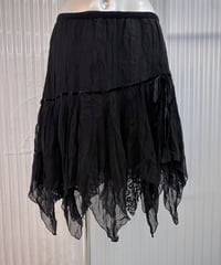 Vintage Black Chiffon Lace Zigzag Skirt M