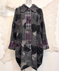 Vintage Patchwork & Stitch Design Soft Tweed Coat S