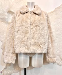 Vintage Ivory Faux Fur Coat M