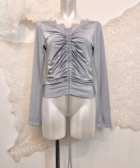 Vintage/Deadstock AXARA Silver Lace Up Shirring Design Top M