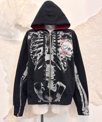 Vintage ED HARDY X-RAY Skelton Zip Up Hoodie M