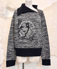 Vintage/Deadstock CASUCCI Girl Graphic & Zipper Design Sweater M