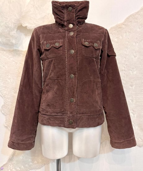 Vintage Brown Velour Puffer Blouson S