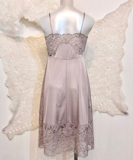Vintage Greige Lace Design Lingerie Dress M