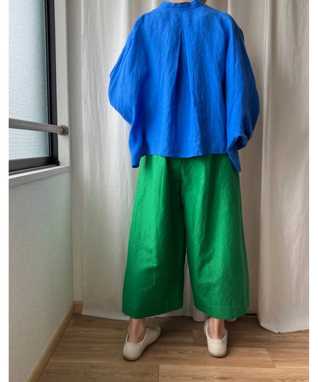 ゆったり シャツブルゾン（スカイブルー）
