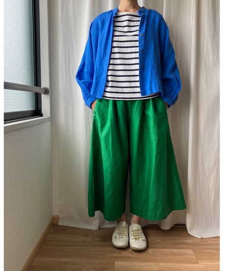 ゆったり シャツブルゾン（スカイブルー）