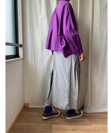 ゆったり シャツブルゾン（紫）