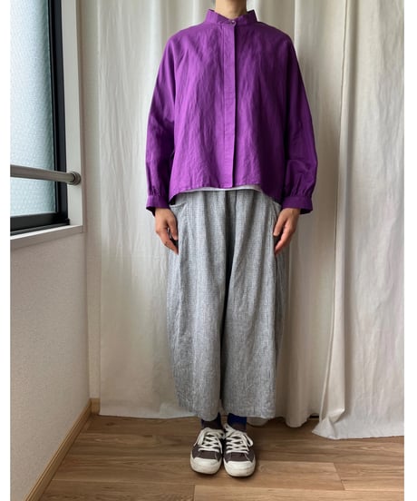 ゆったり シャツブルゾン（紫）