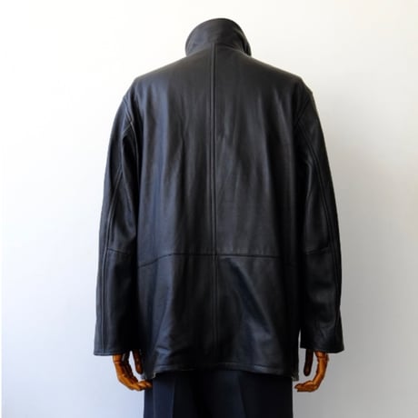 AURALEE | REVERSIBLE WOOL TWISTED TWILL / SHEEP LEATHER HALF COAT