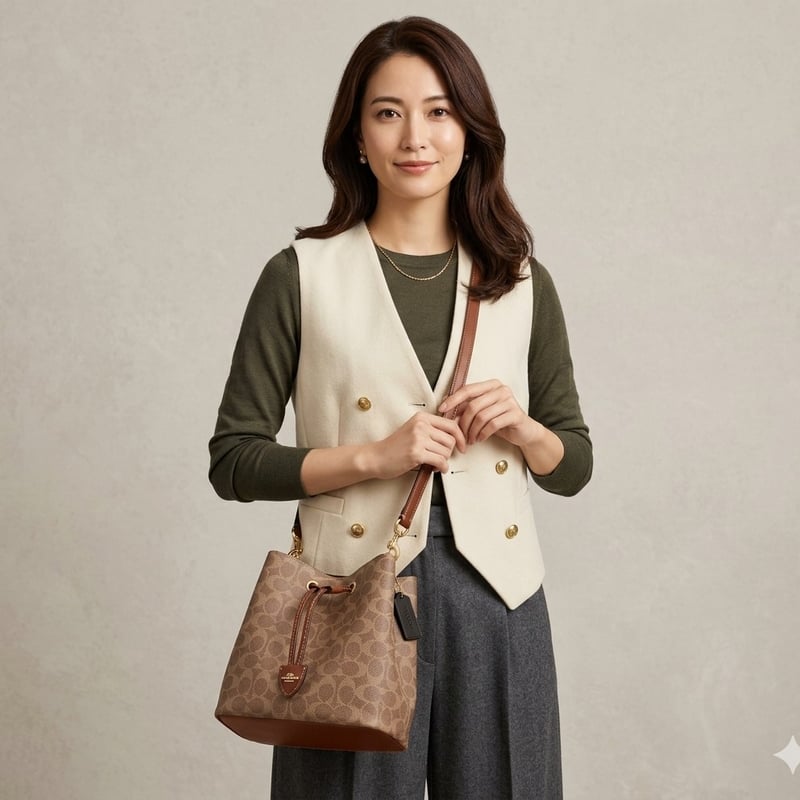🎀COACH コーチ ローアン バケット バッグ・シグネチャー キャンバス