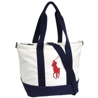 ✨ラルフローレン バッグ メンズ レディース 2WAY トートバッグ ショルダーバッグ ホワイト×ネイビー 9AR023BDF RALPH LAUREN A4対応