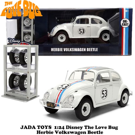 1:24 Disney The Love Bug Herbie Volkswagen Beetle w/Rack & Wheels【ラブ・バッグ】ミニカー