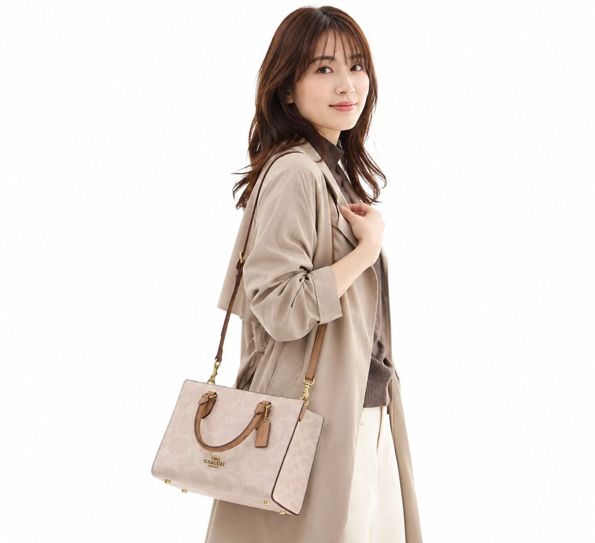 🎀COACH コーチ マギー スモール トート・ブロックド シグネチャー
