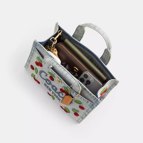 🎀COACH コーチ カーゴトートバッグ26・チェリーエンブロイダリー CDZ31 B4/EI
