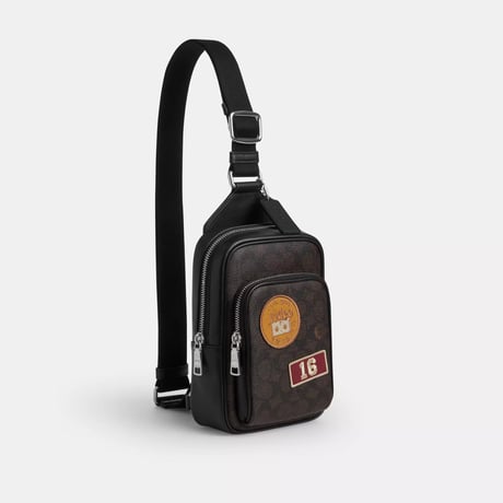 ✨COACH コーチ レーサー スリング パック・シグネチャー キャンバス・パッチ　CGA43 SVXAM