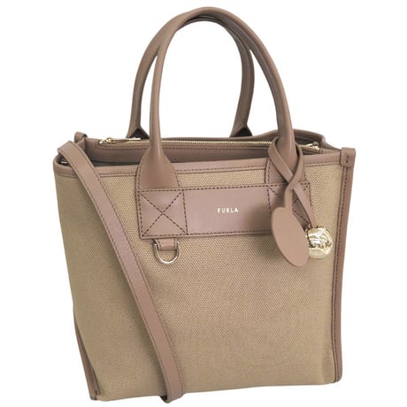 🎀フルラ バッグ メンズ レディース ショルダーバッグ 2way 斜めがけ キャンバスレザー ブラウン FURLA DIVIDE IT S TOTE WB02038BX20934947S