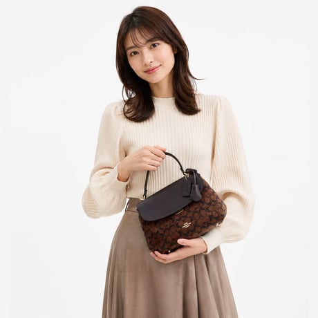 🎀COACH　コーチ　エモリー トップ ハンドル バッグ・シグネチャー シェニール　CDB08 IMA7U