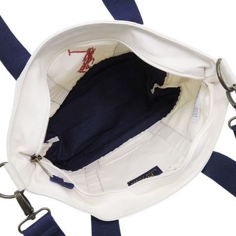✨ラルフローレン バッグ メンズ レディース 2WAY トートバッグ ショルダーバッグ ホワイト×ネイビー 9AR023BDF RALPH LAUREN A4対応
