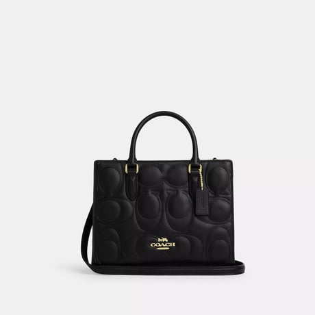 🎀COACH　マギー スモール トート バッグ・シグネチャー レザー　Y670 IMBLK