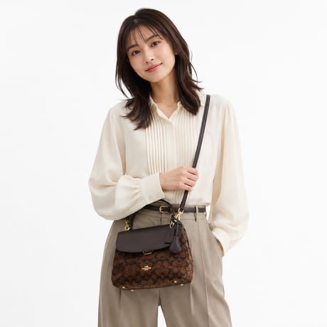 🎀COACH　コーチ　エモリー トップ ハンドル バッグ・シグネチャー シェニール　CDB08 IMA7U