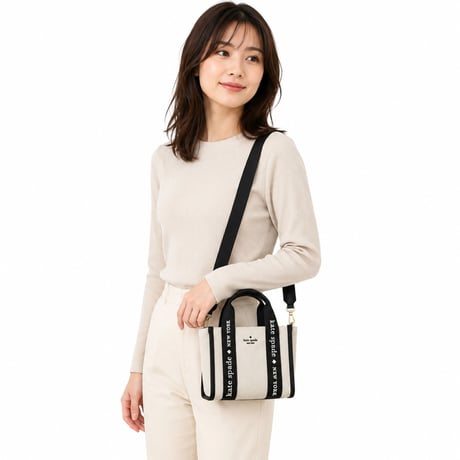 🎀ケイトスペード レディース 2WAY ハンドバッグ アウトレット キップ ミニトート ベージュ×ブラック KL062-250 KATE SPADE