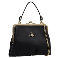 🎀ヴィヴィアンウエストウッド レディース ショルダーバッグ 2way 斜めがけ レザー がま口 ブラックゴールド 4B010007WL001NN402