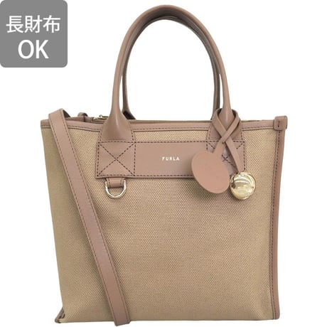 🎀フルラ バッグ メンズ レディース ショルダーバッグ 2way 斜めがけ キャンバスレザー ブラウン FURLA DIVIDE IT S TOTE WB02038BX20934947S