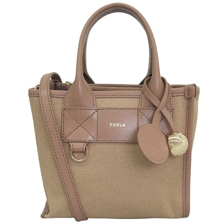 🎀フルラ バッグ メンズ レディース 2way 斜めがけ キャンバスレザー ブラウン FURLA DIVIDE IT MINI TOTE WB02068BX20934947S