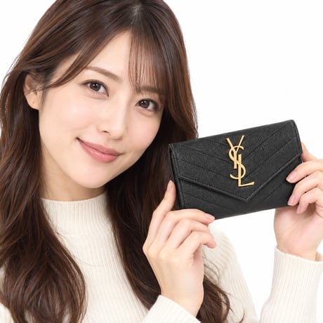 🎀SAINT LAURENT サンローラン 名刺入れ モノグラム スモール エンベロープウォレット 414404 BOW01 1000 レディース ブラック