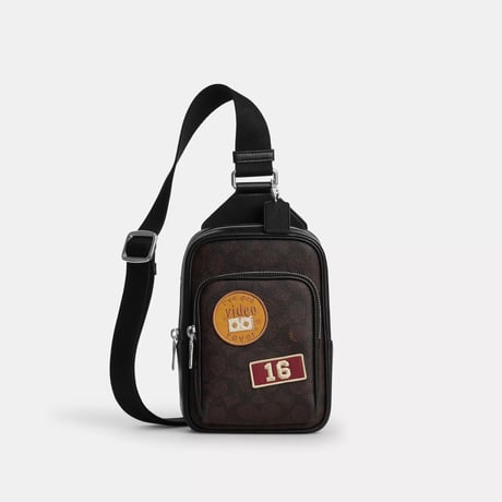 ✨COACH コーチ レーサー スリング パック・シグネチャー キャンバス・パッチ　CGA43 SVXAM