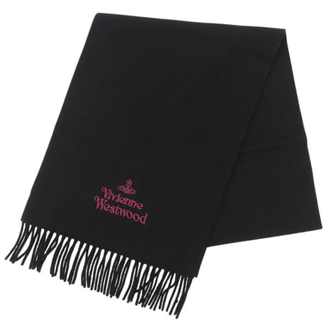 🎀ヴィヴィアンウエストウッド マフラー レディース ウール ブラック EMBROIDERED LOGO 81030007W00Q7N401 VIVIENNE WESTWOOD