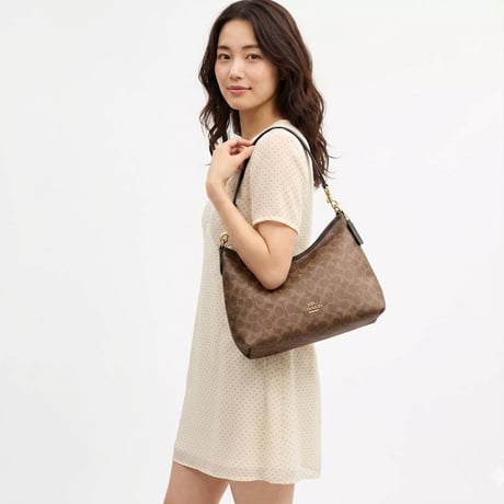 🎀コーチ COACH　ローレル ショルダー バッグ・シグネチャー キャンバス 　CEY95 IMXHE