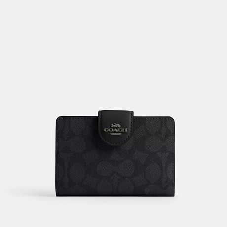 🎀コーチ COACH　ミディアム コーナー ジップ ウォレット・シグネチャー キャンバス　CW786 QBMI5