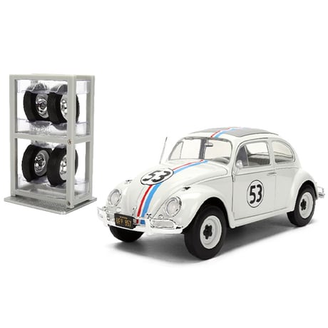 1:24 Disney The Love Bug Herbie Volkswagen Beetle w/Rack & Wheels【ラブ・バッグ】ミニカー