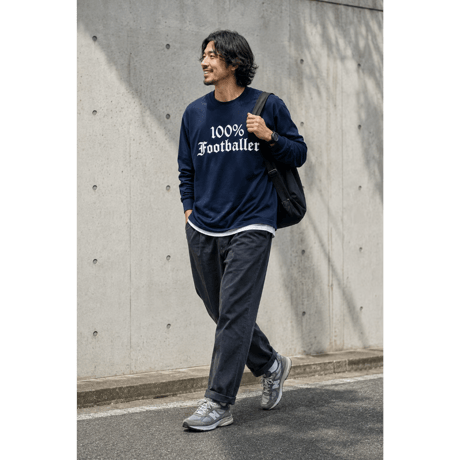 受注生産【100％ Footballer】長袖Tシャツ（Masterpiece）NAVY