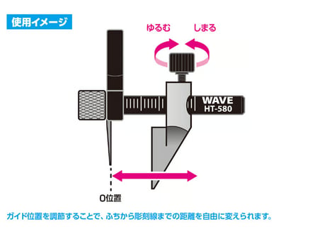 WAVE HT-580 HGマイクロチゼル専用 平行スジ彫りグリップ