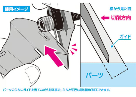 WAVE HT-580 HGマイクロチゼル専用 平行スジ彫りグリップ