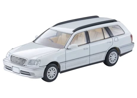 トミーテック 1/64 TLV-N378a トヨタ クラウンエステート ロイヤルサルーン （白／銀）2000年式