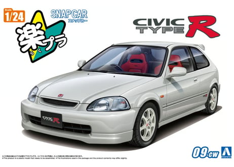 アオシマ 1/24 楽プラ スナップカー No.09-CW EK9 シビック タイプR 1997 チャンピオンシップホワイト