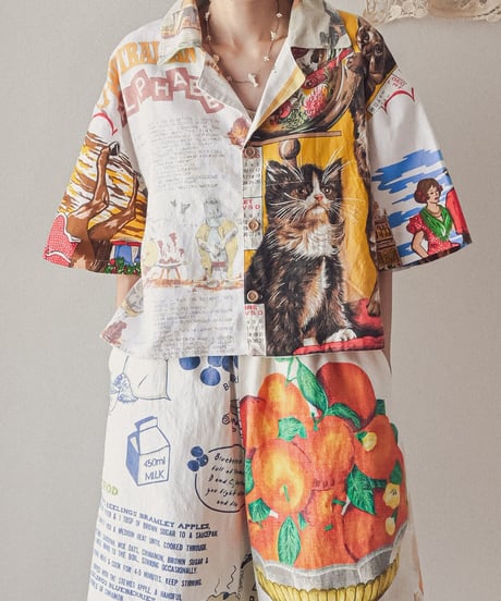 【curoam】Vintage Tea Towel Over Shirt