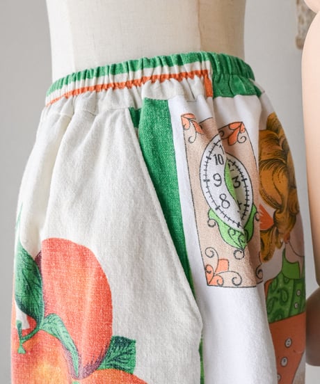 【curoam】Vintage Tea Towel Half Pants