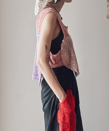 【Seek an nur】Vintage cotton crochet vest