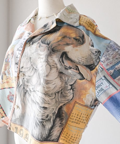 【curoam】Vintage Tea Towel Over Shirt