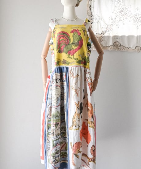 【curoam】Vintage Tea Towel Over Dress
