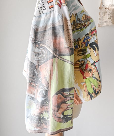 【curoam】Vintage Tea Towel Over Shirt