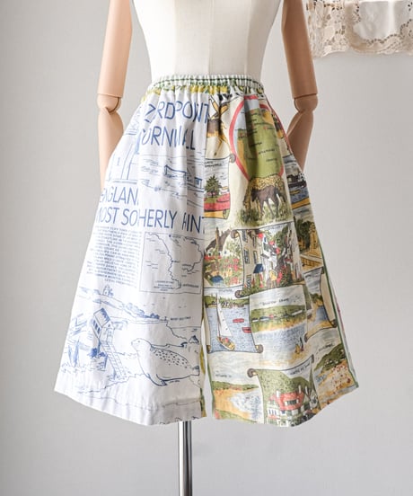 【curoam】Vintage Tea Towel Half Pants