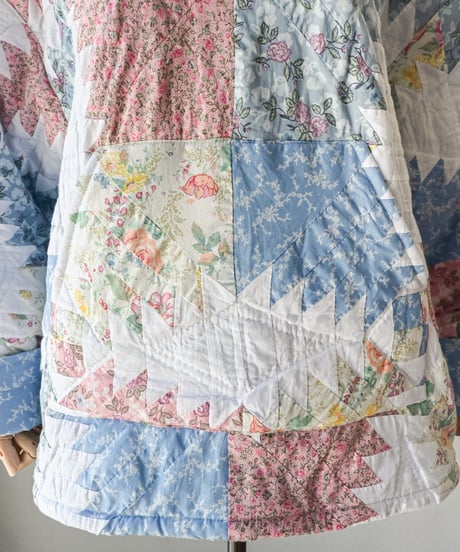 【curoam】Vintage Patchwork Quilted Hoodie